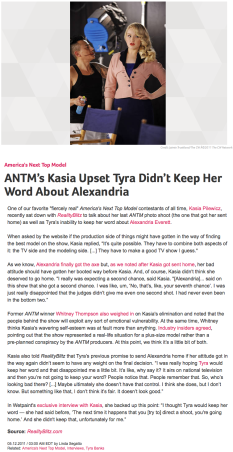ANTM’s Kasia Upset Tyra Didn’t Keep Her Word About Alexandria