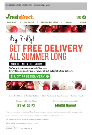 Philly Summer Free Delivery